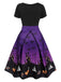 Purple 1950s Halloween Button Dress