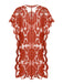 Red 1960s Embroidery Hollow Wrap Cover-up