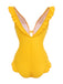 Yellow 1930s V-Neck One-piece Swimsuit