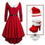 Red 1950s Furry Solid Swing Dress