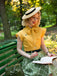 2PCS 1950s Bow Plaid Blouse & Skirt