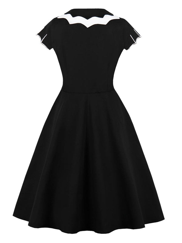 [Plus Size] Black 1950s Bat Swing Dress | Retro Stage