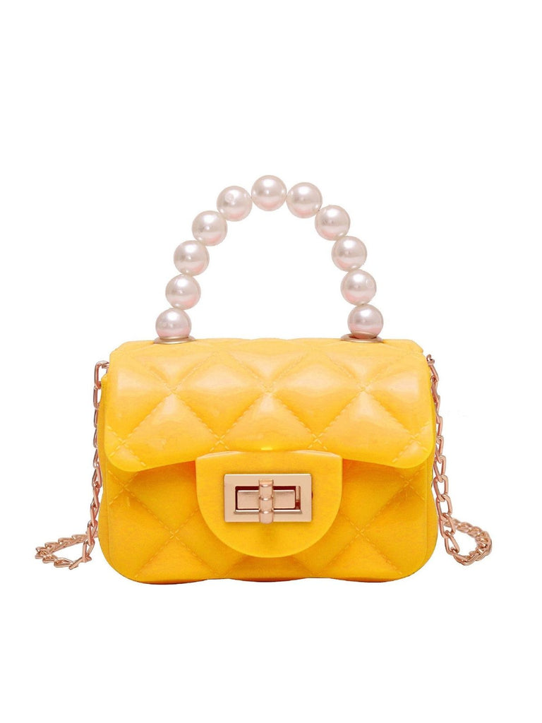 Retro Pearl Argyle Chain Strap Mini Handbag