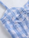Blue 1950s Spaghetti Strap Plaid Dress