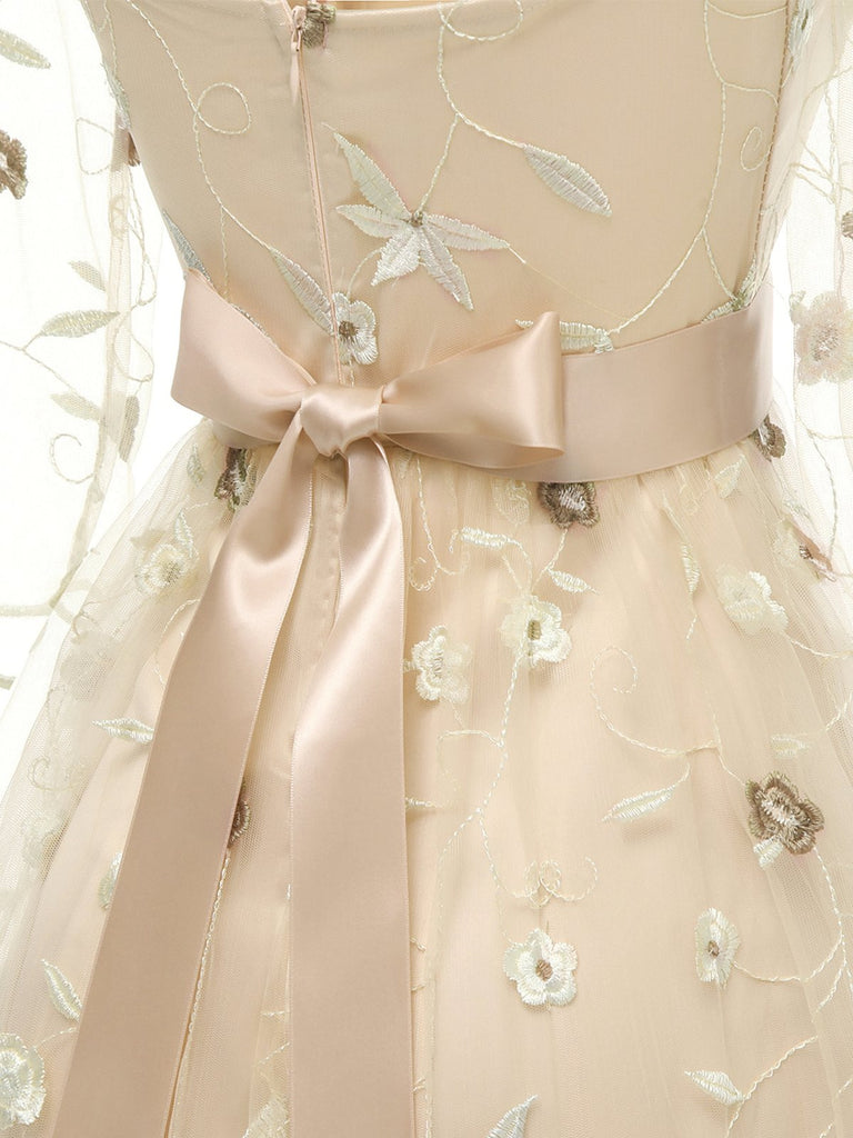 3/4 Sleeve 1950s Floral Embroidery Dress | Retro Stage