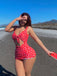 Red Polka Dot Strap One-Piece Swimsuit