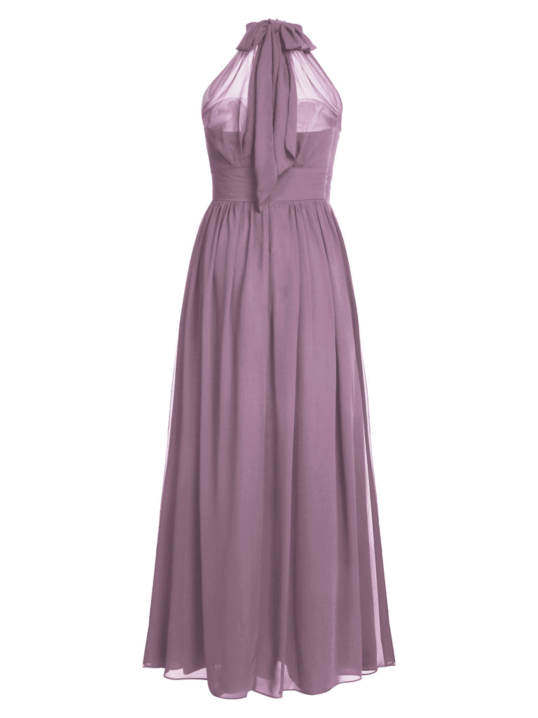 1950s Chiffon Sleeveless Solid Vintage Dress