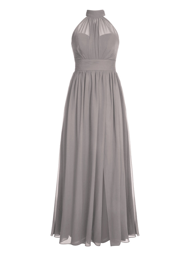 1950s Chiffon Sleeveless Solid Vintage Dress
