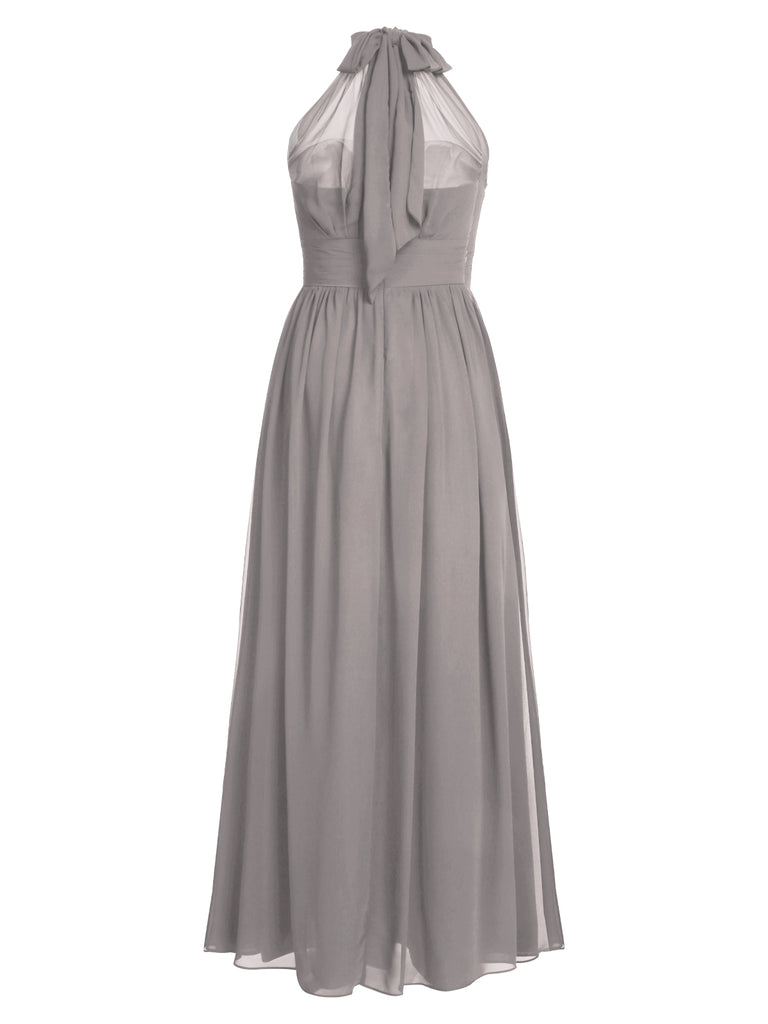 1950s Chiffon Sleeveless Solid Vintage Dress
