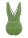 Green 1960s 3D Butterfly Mesh Swimsuit