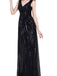 Solid V-neck Sequins Maxi Dress
