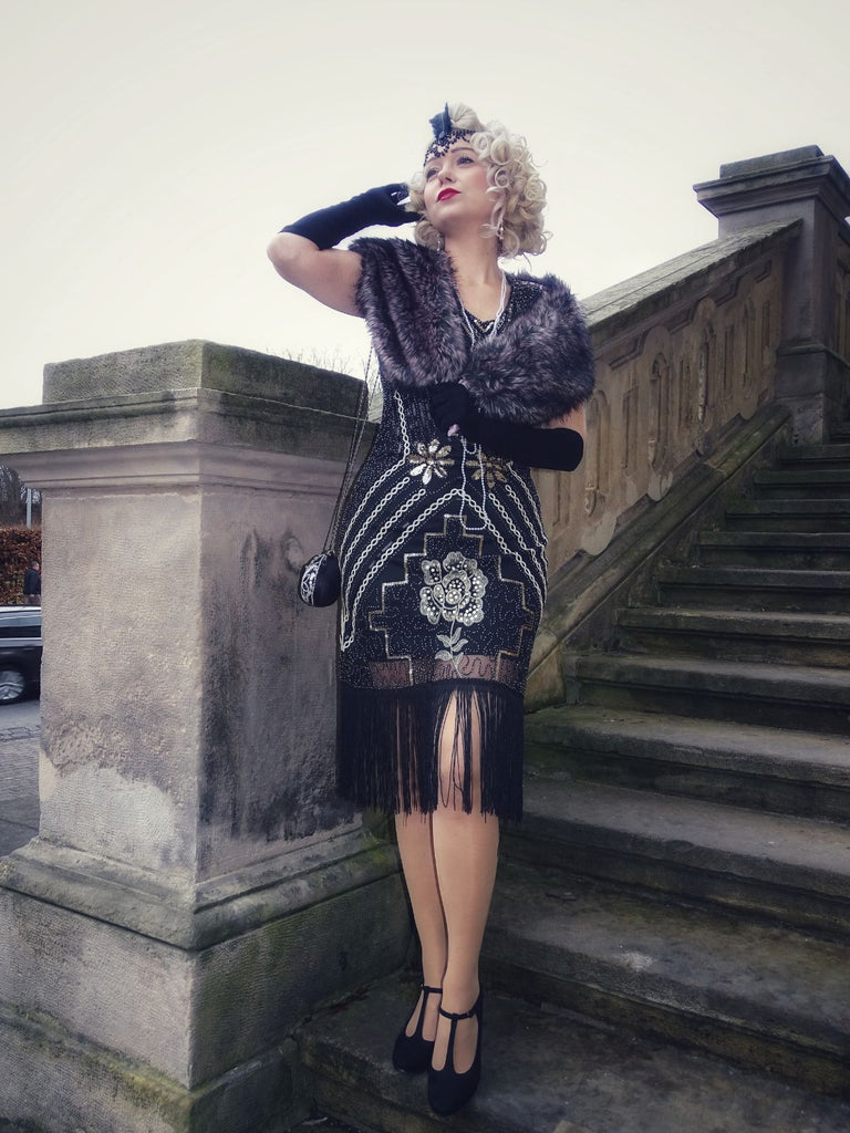 1920s Sequined Fringe Flapper Dress