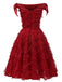 1950s Off-shoulder Tassel Feather Solid Dress