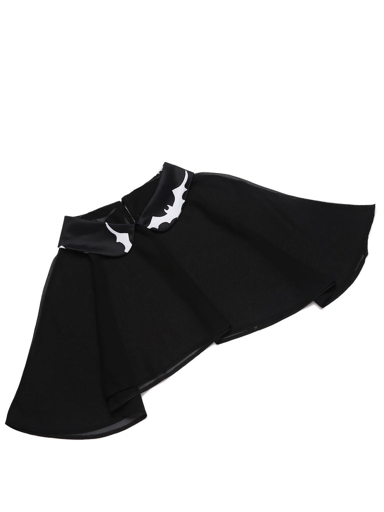 Black 1950s Bat Cape Swing Dress