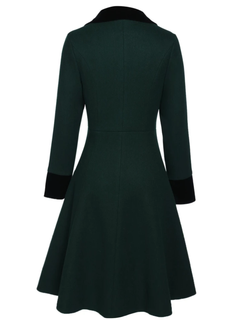 Dark Green 1940s Solid Button Coat – Retro Stage - Chic Vintage Dresses ...