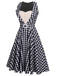 Black 1950s Check Lace Belt Swing Dress