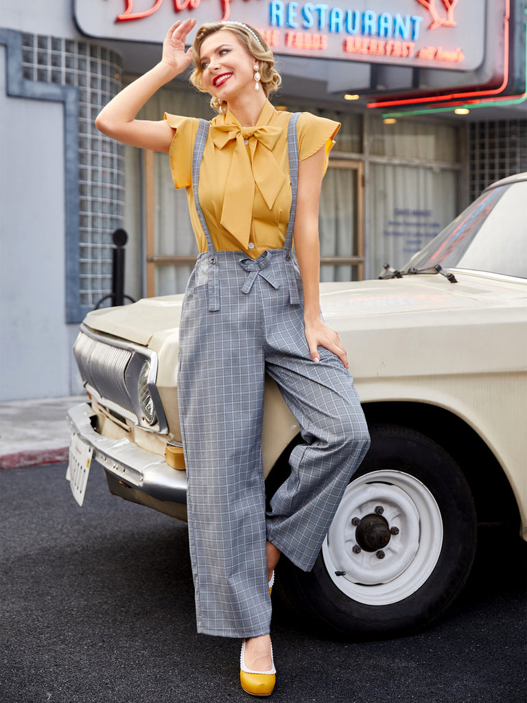 Pre-Sale] Gray 1950s Plaids Suspender Pants