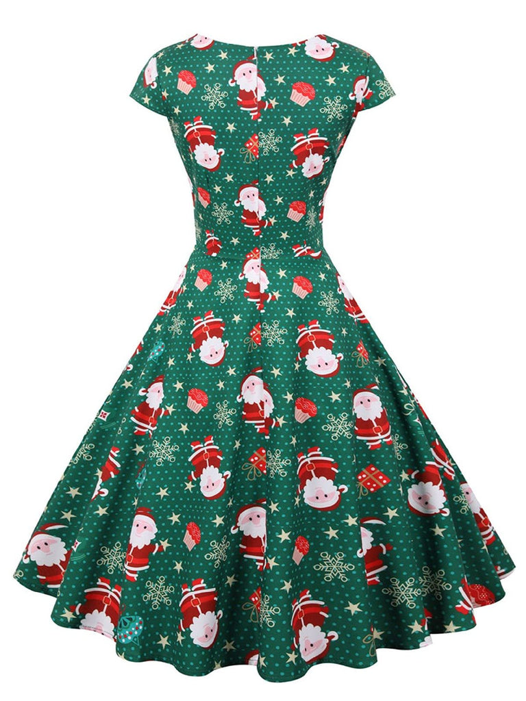 Green 1950s Christmas Polka Dot Dress