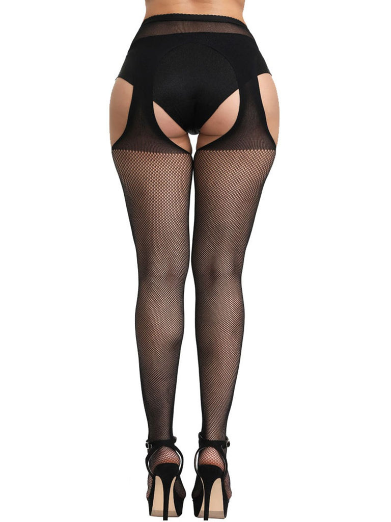 Lace Hollow Crotchless Stockings