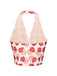 Red 1950s Halter Strawberry Button Tops