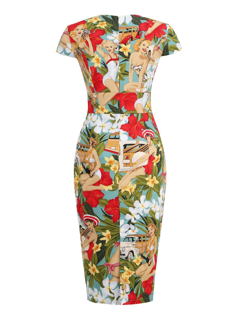 1960s Bikini Girls Vintage Pencil Dress