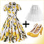Yellow 1950s Lemon Bow Swing Dress