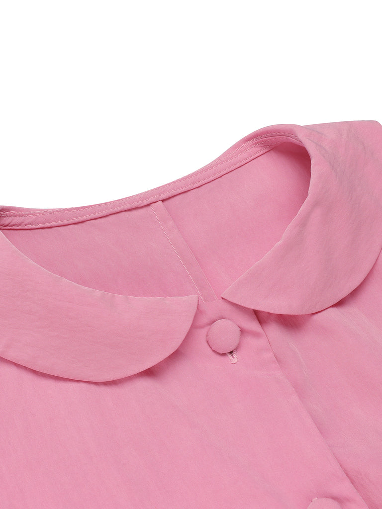 Pink 1950s Doll Collar Solid Dress