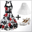 White 1950s Floral Halter Swing Dress