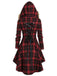 Red 1950s Plaid Long Sleeves Coat Dress