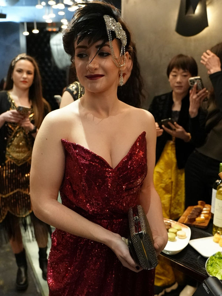 [US Warehouse] Strapless Sequin Bridesmaid Dress