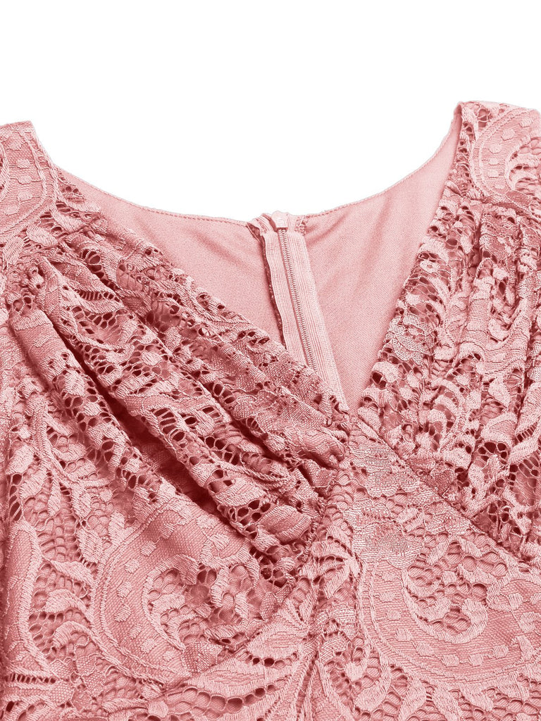 1950s Floral Lace Solid Swing Dress