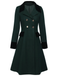 Dark Green 1940s Solid Button Coat