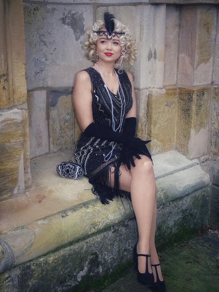 1920s Sequined Fringe Flapper Dress