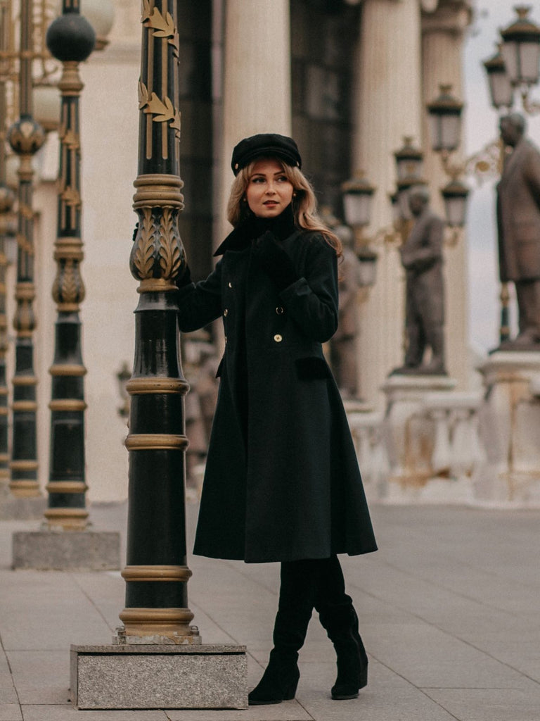 Dark Green 1940s Solid Button Coat