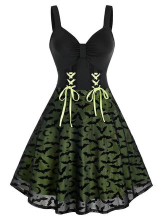 Yellow 1950s Strap Bat Swing Dress
