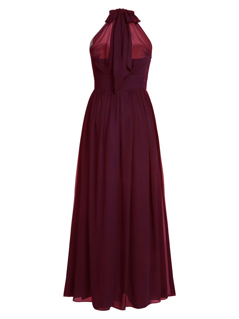 1950s Chiffon Sleeveless Solid Vintage Dress