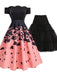2PCS Butterfly 1950s Dress & Black Petticoat