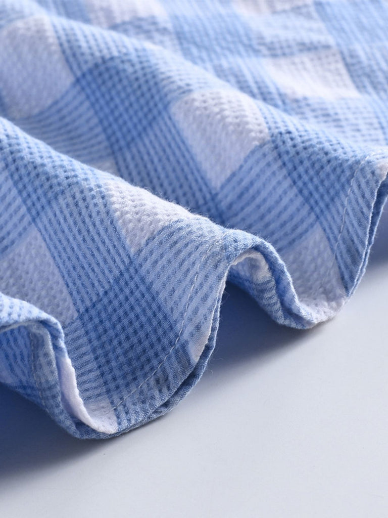 Blue 1950s Spaghetti Strap Plaid Dress