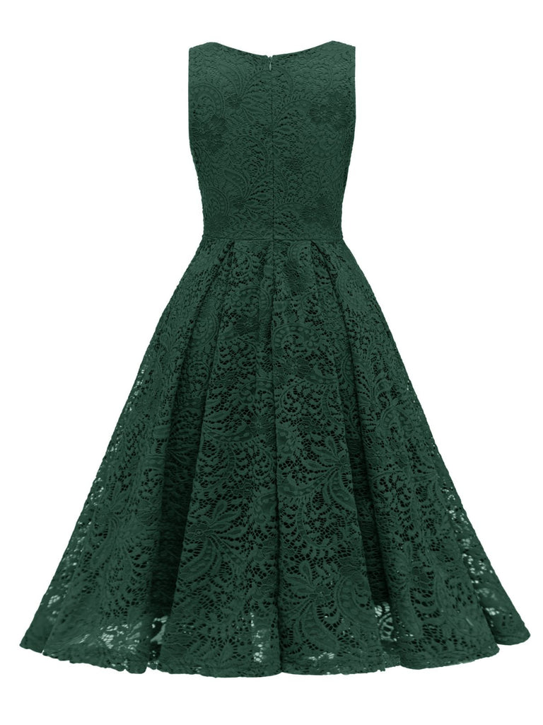 1950s Floral Lace Solid Swing Dress