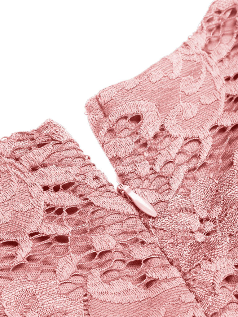 1950s Floral Lace Solid Swing Dress