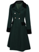 Dark Green 1940s Solid Button Coat