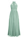 1950s Chiffon Sleeveless Solid Vintage Dress