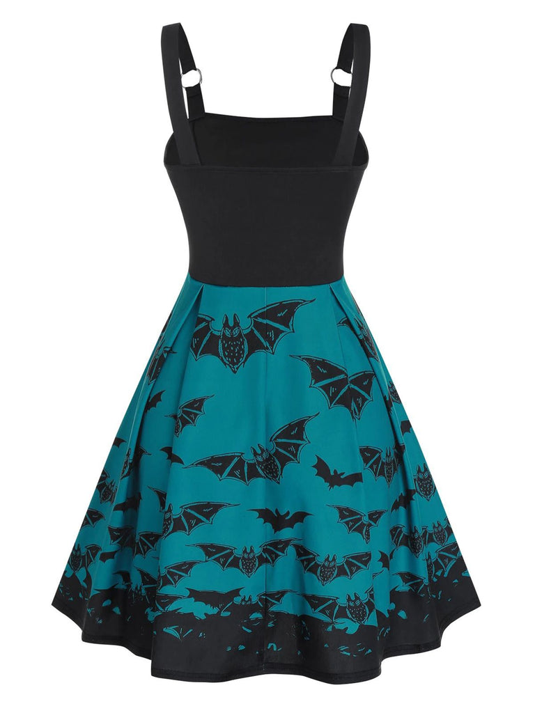Blue 1950s Strap Bat Swing Dress