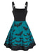 Blue 1950s Strap Bat Swing Dress