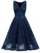 1950s Floral Lace Solid Swing Dress