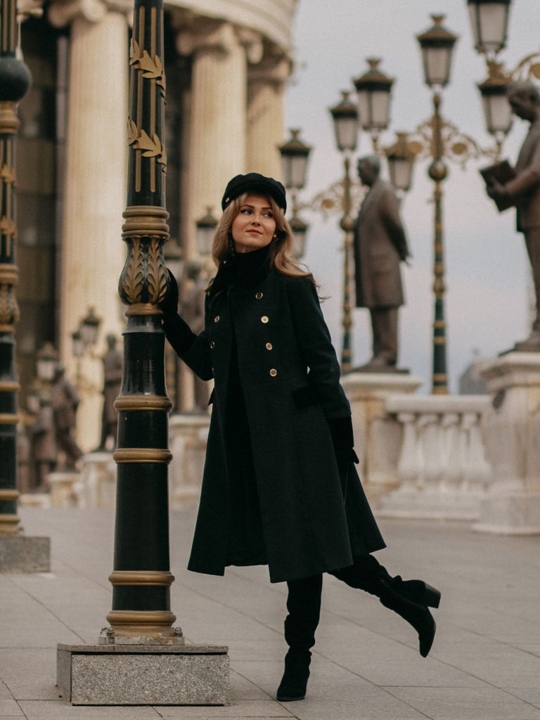 Dark Green 1940s Solid Button Coat