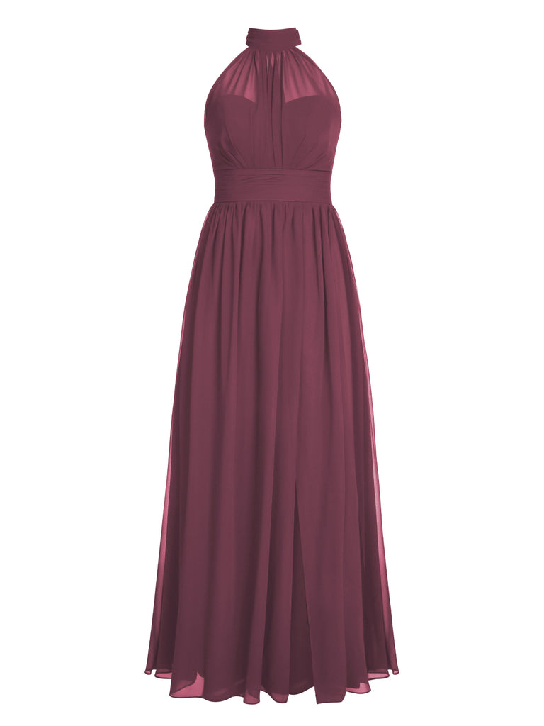 1950s Chiffon Sleeveless Solid Vintage Dress
