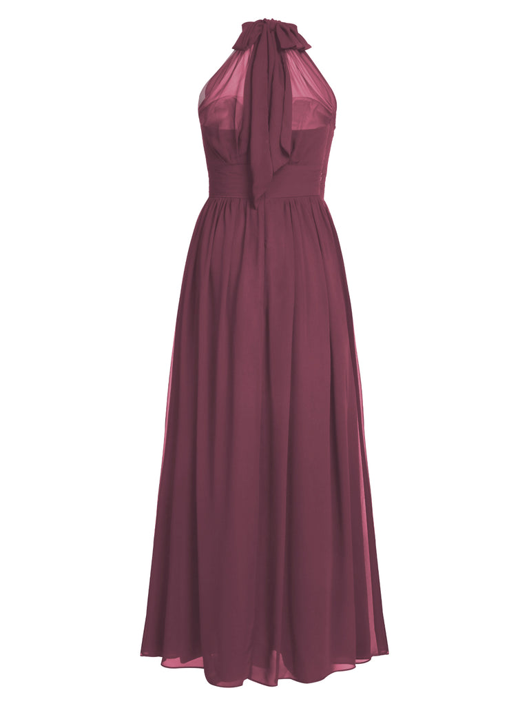 1950s Chiffon Sleeveless Solid Vintage Dress