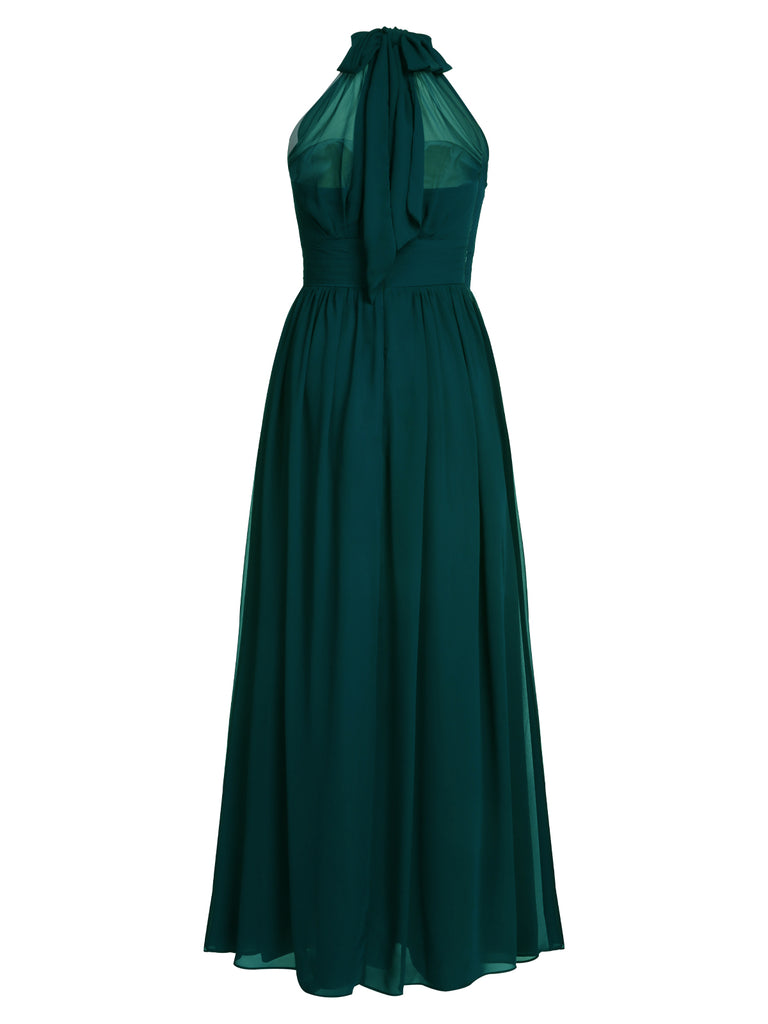 1950s Chiffon Sleeveless Solid Vintage Dress
