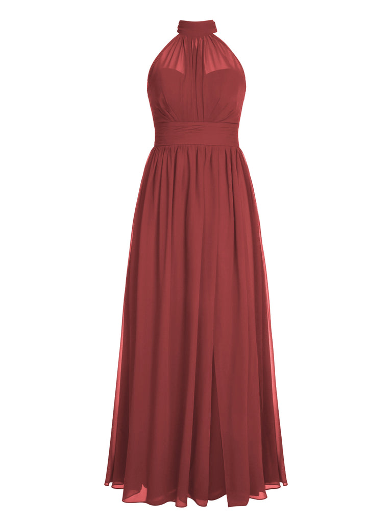 1950s Chiffon Sleeveless Solid Vintage Dress